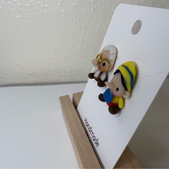 pinocchio and geppetto Clay Earrings - Picture 2 of 6
